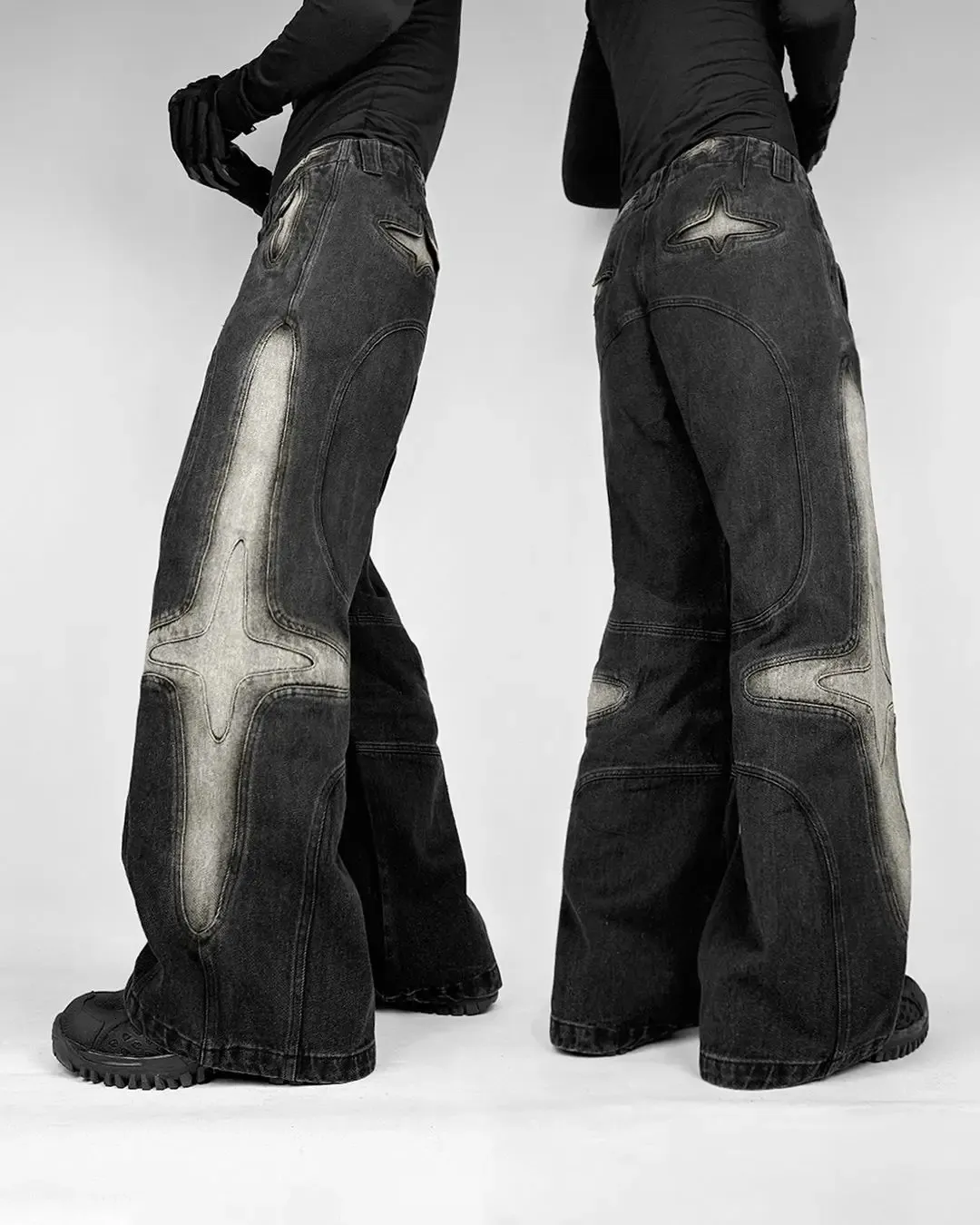 Jeans Masculino Folgado - Calça Larga Estilo Streetwear Y2K Com Toque Vintage Em Preto
