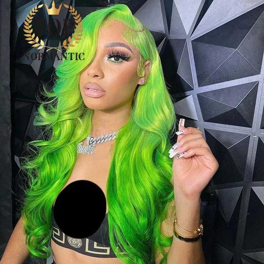 Brazilian Ombre Bright Green Color Side Part 13x4 Lace Front 