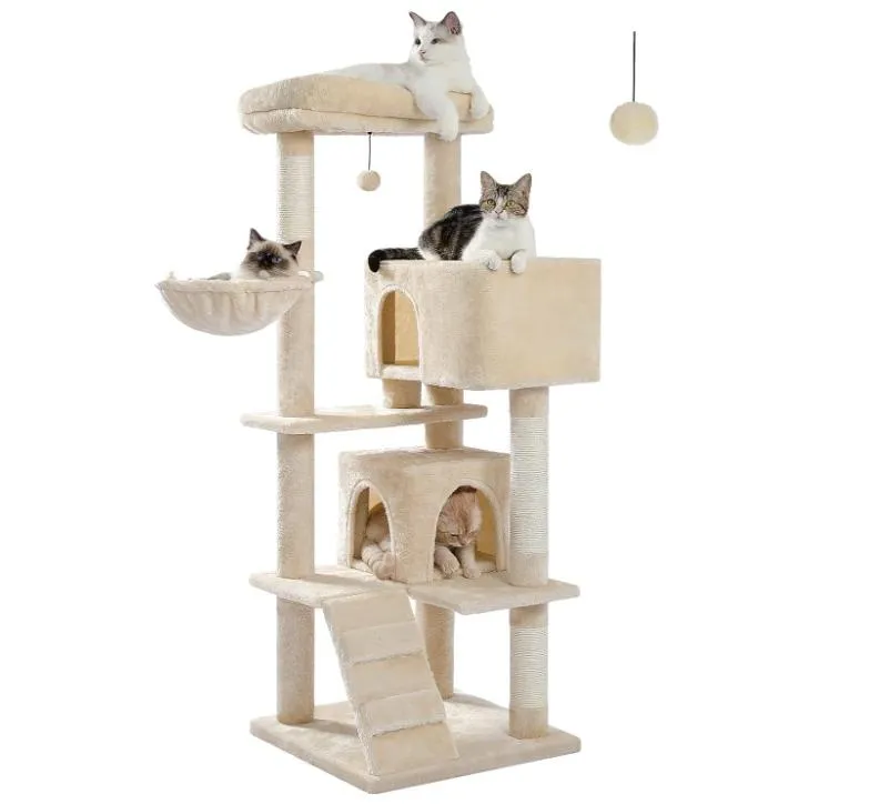 Cat Tree For Large Cats 56.3 Cat Tower With Plush Hammock Scratching Posts Condos From Supergate 70.75 DHgate.Com