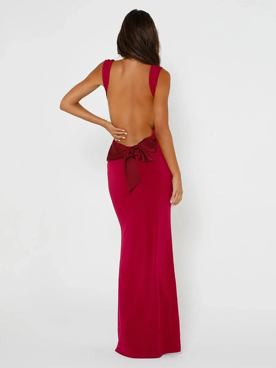 Sleek Satin Bow Backless Long Dress - Elegant Sleeveless Gown, Shop Now!  from Dhgate Urban Sexy Dresses - price 42.1