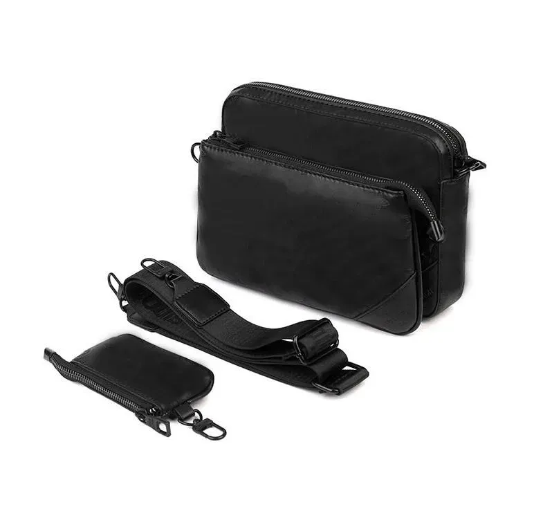 Trio Leather Messenger & Crossbody Bags: Stylish Men's 3pcs Purse Set in Black Floral Trio Leather Messenger & Crossbody Bags: Stylish Men's 3pcs Purse Set in Black Floral