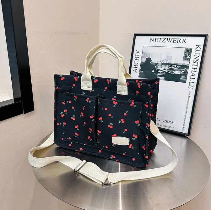 Cherry Print Large Capacity Tote Bag - Womens Crossbody