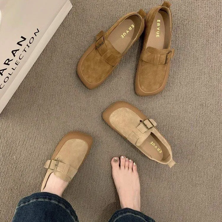 Vintage Brown Slip-On Shoes Korean Style Casual Shoes for Women,  Comfortable Walking Shoes, Free Shipping! Hot Sale!