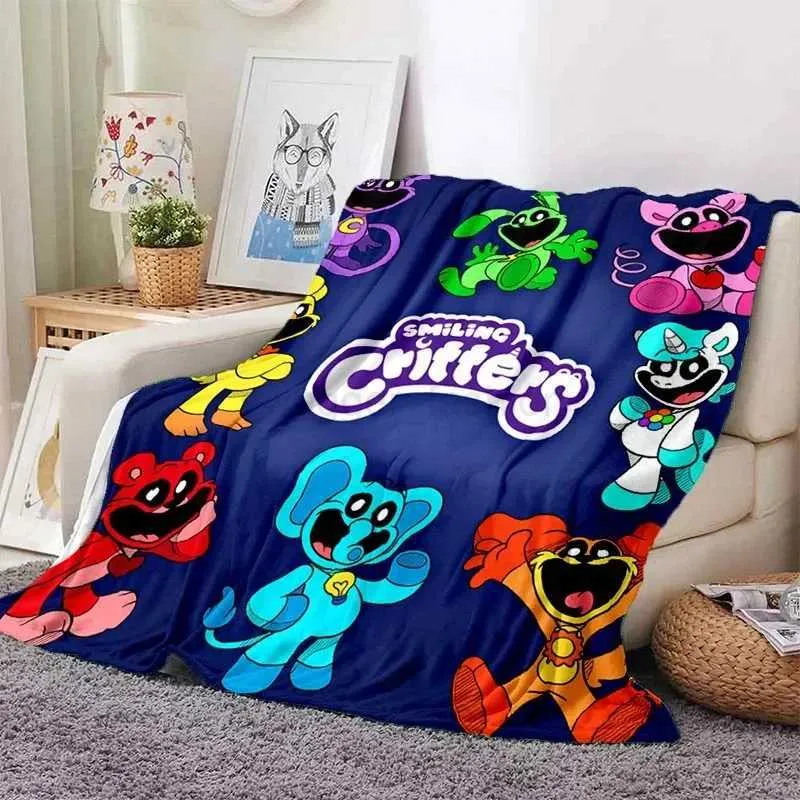 Blanket CATNAP DOGDAY Cartoon Smiling Critters Kids Baby Throw