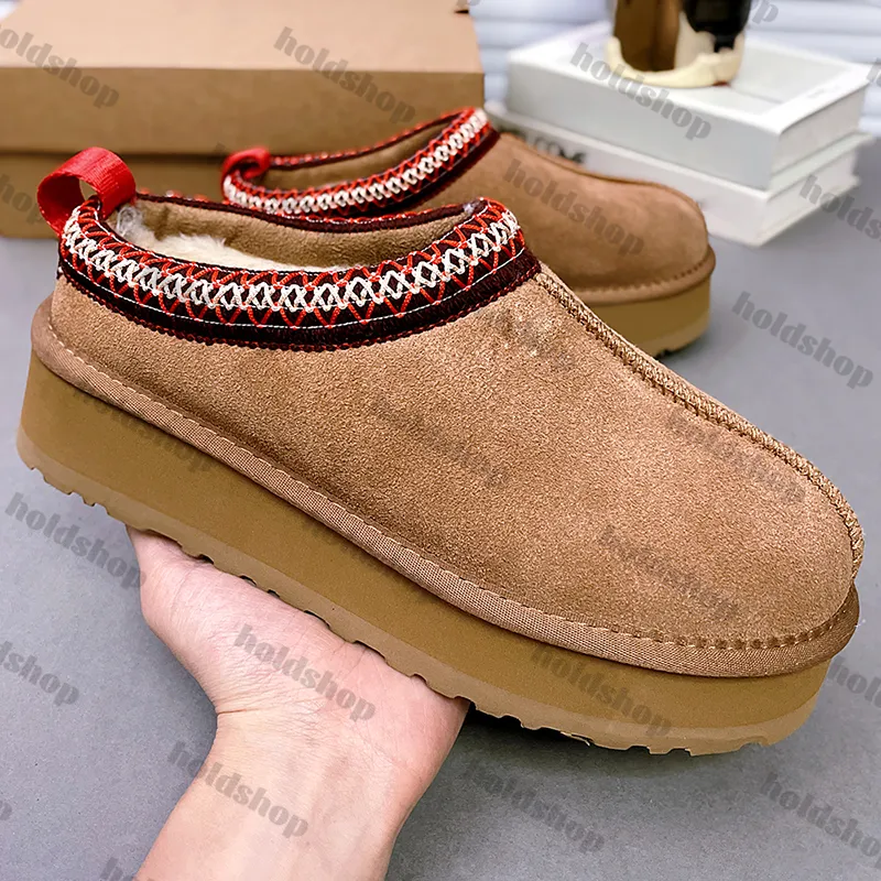 Luxurious Designer Tasman Shearling Slippers Boots Classic Ultra Mini Booties Stylish Suede Platform Slipper Tazz Chestnut Black