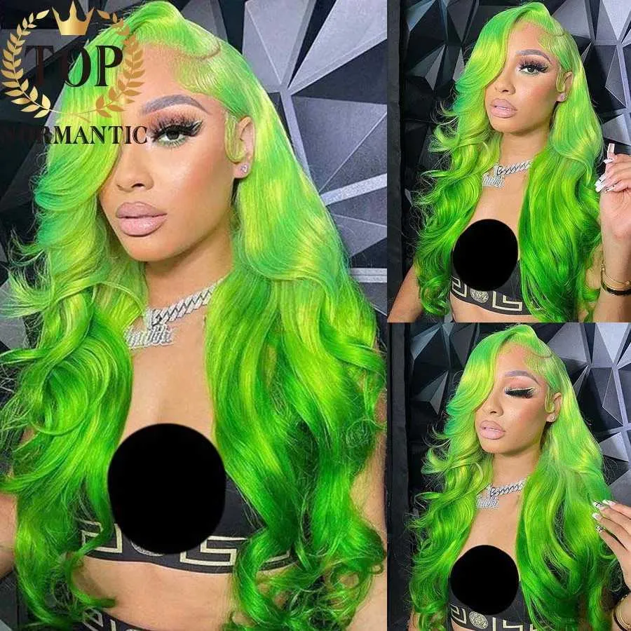 Brazilian Ombre Bright Green Color Side Part 13x4 Lace Front  display picture 2