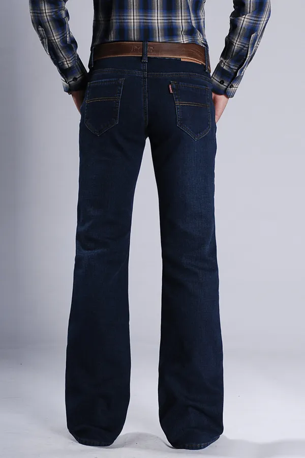 Mens Bell Bottom Blue Jeans High Waist Flared Trousers For Men