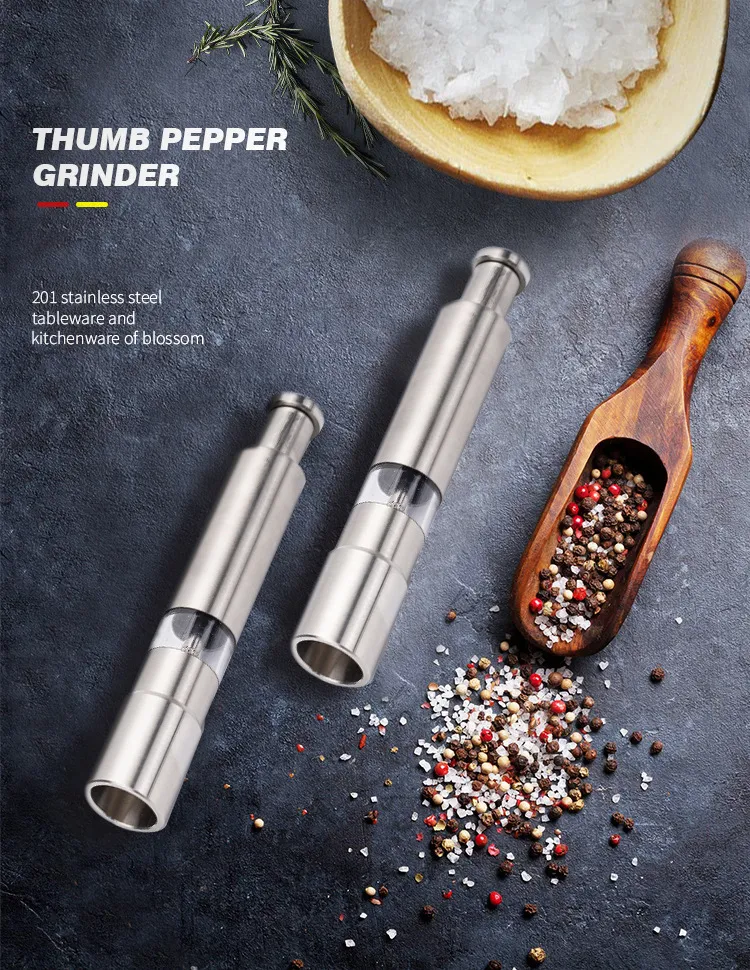 Steel Frame Manual Adjustable Pepper Mill Set For Freshly Ground ...