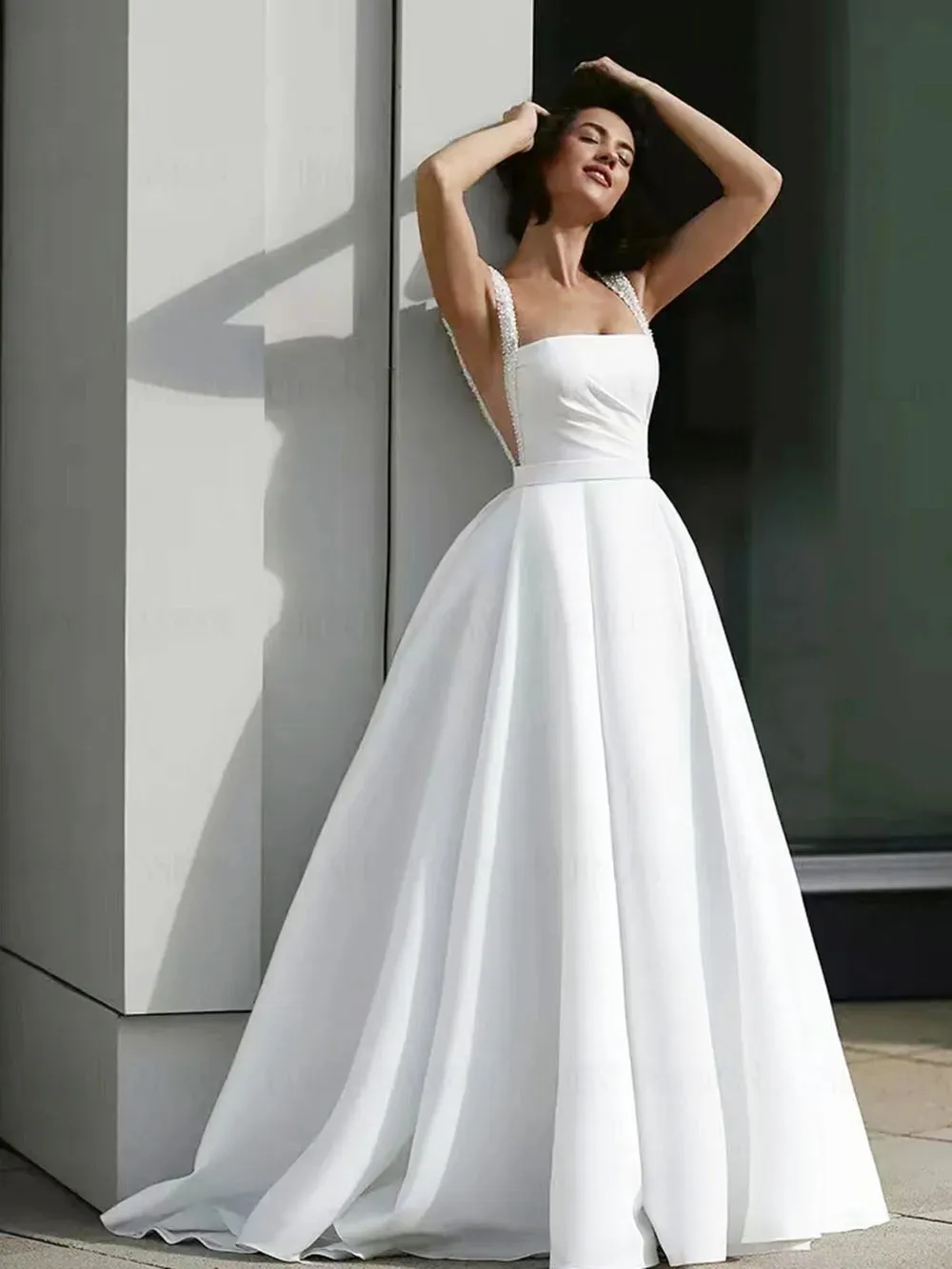 Satin Wedding Dresses Elegant A Line Bridal Gown... From Missweddingdress,  $138.58 | DHgate.Com