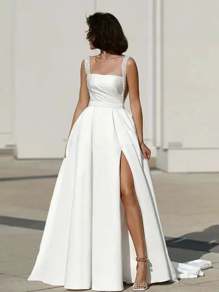 Satin Wedding Dresses Elegant A Line Bridal Gown... From Missweddingdress,  $135.64 | DHgate.Com