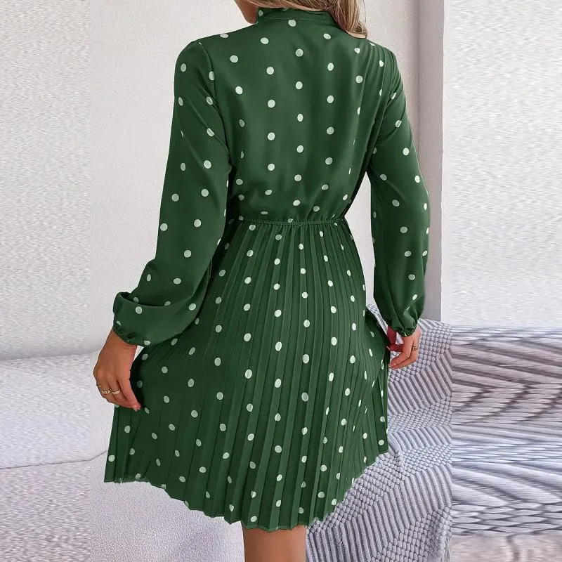 knee length dresses for ladies Women's Turquoise Polka Dot Dress – Burdaclothing