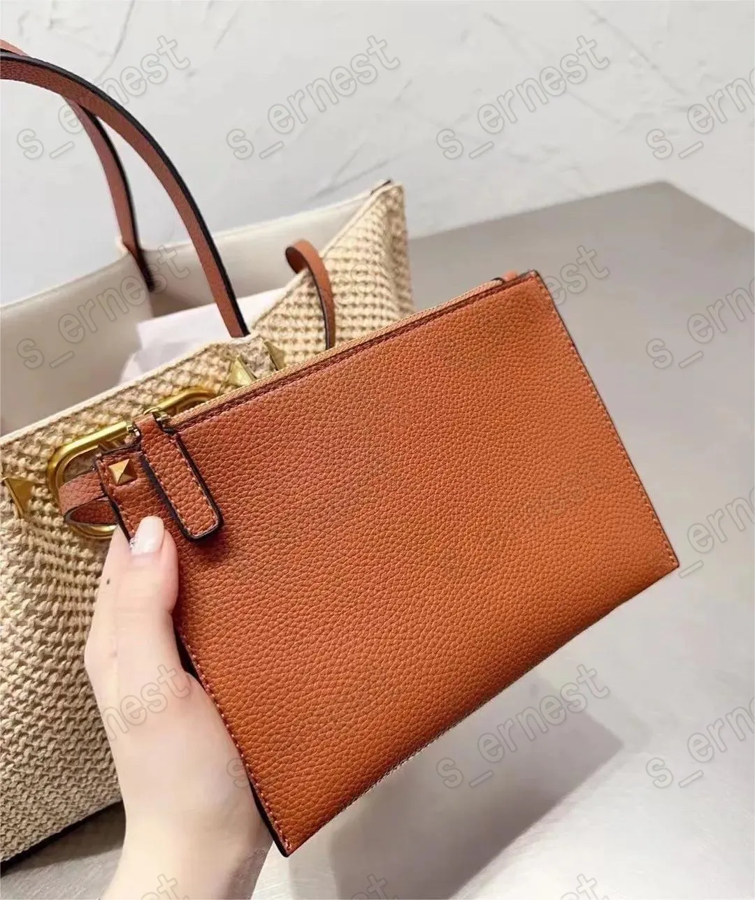 Borsa Da Spiaggia In Paglia E Tessuto, Grande Capiente, Tracolla Donna Con Cerniera, Per Estate, Viaggi E Uso Quotidiano - 3
