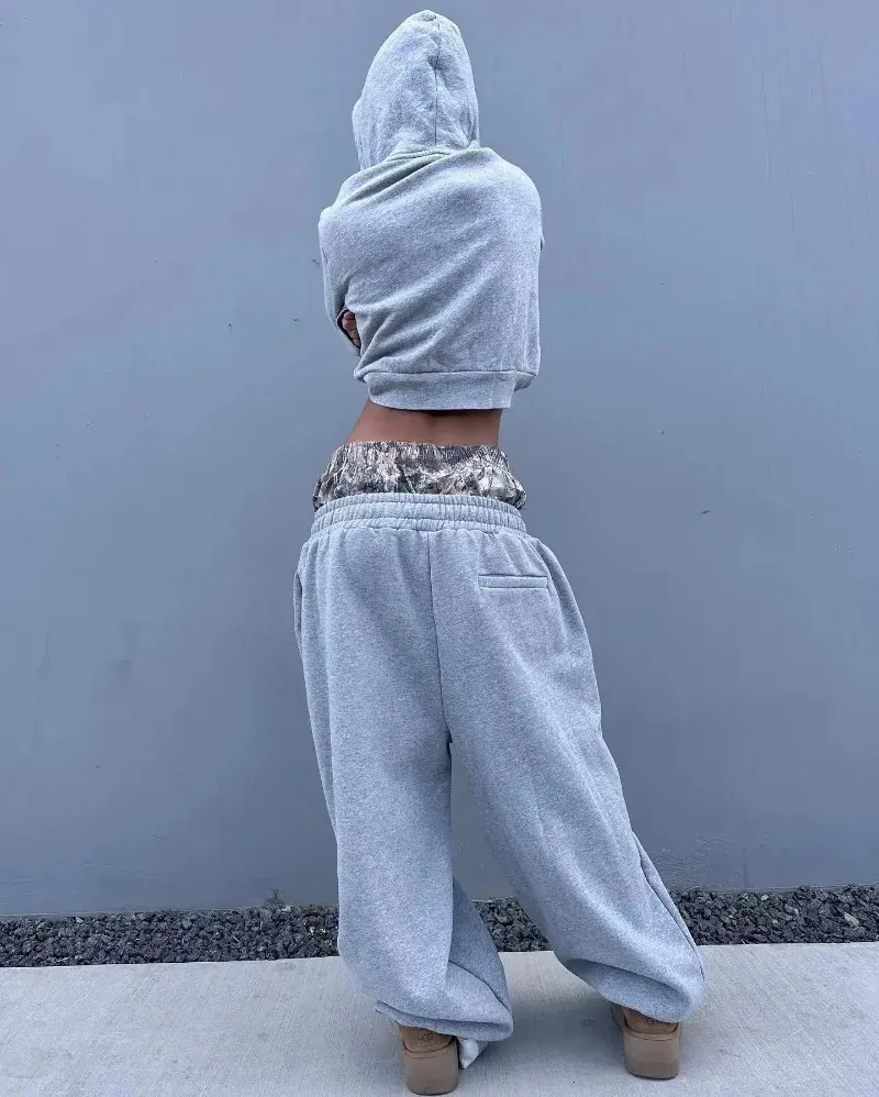 Harajuku Camouflage Embroidered Double Waist Double