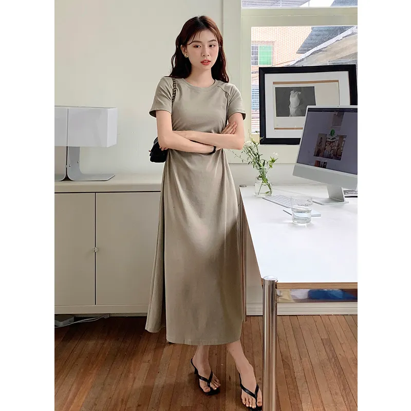 【韓国人気★RECTO】SUMMER KNIT DRESS ピーチベージュ Korean Summer Dresses: Lightweight Cotton Long Dress With