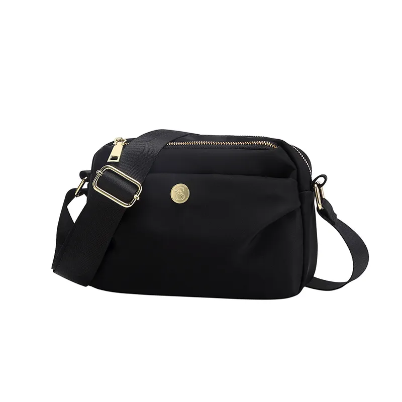 Borsa A Tracolla Uomo/Donna Impermeabile In Nylon, Per Escursioni E Viaggi, 22x15x4 Cm, Nero, Cinghia Regolabile