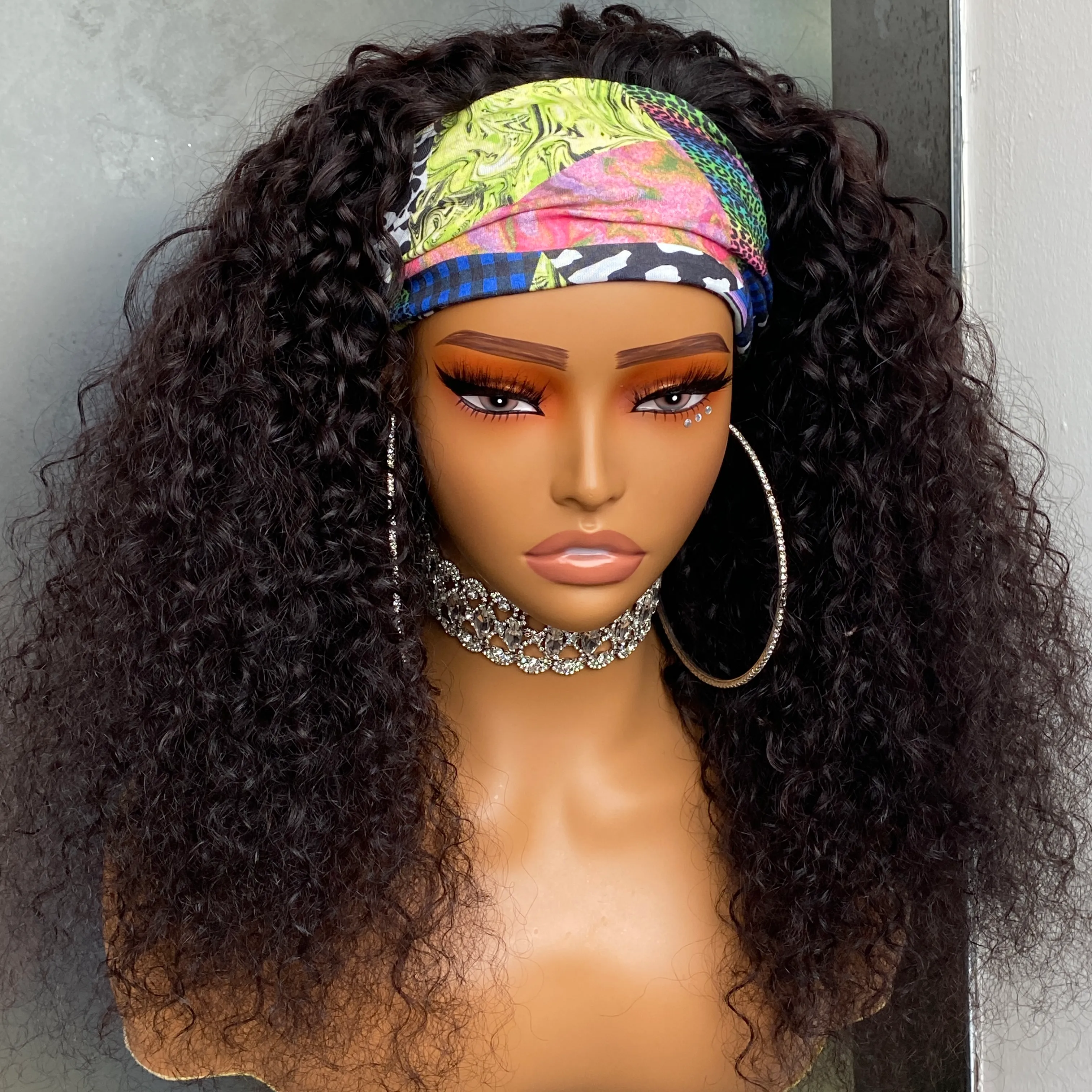 Perruque 100% Cheveux Humains Noir Bouclé 8 Pouces - Frange Naturelle - Bonnet Monofilament