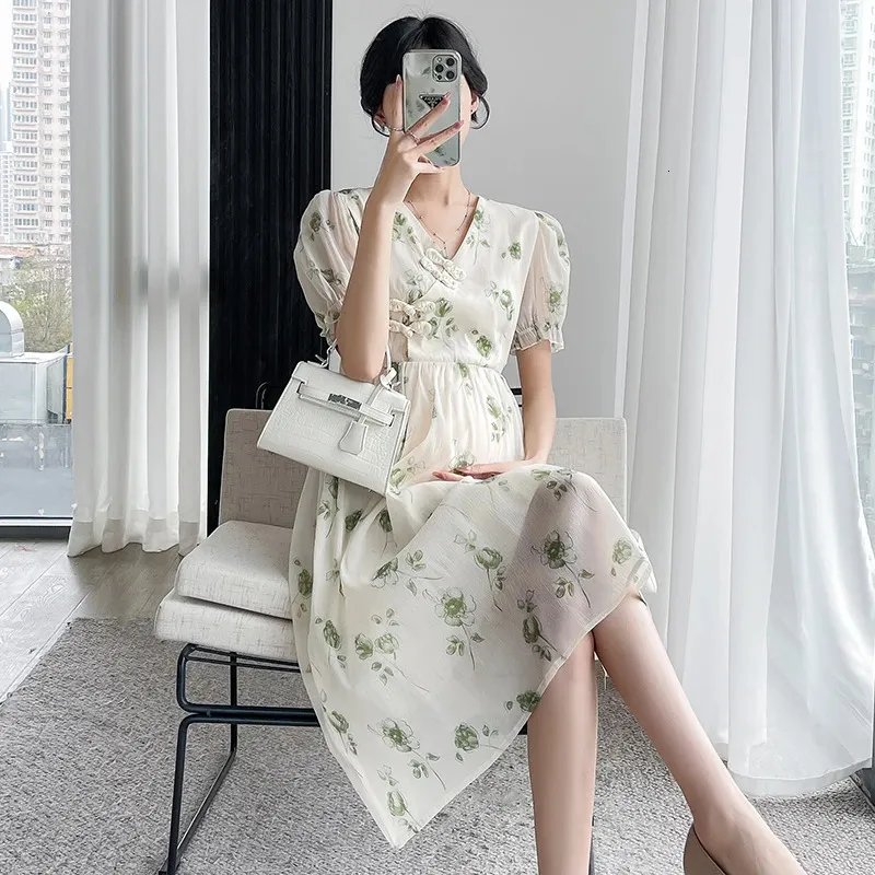 white christmas dresses Gorgeous Maternity Dresses -Pregnant Short-sleeved V-neck Floral Print –  Deals DejaVu main image 0