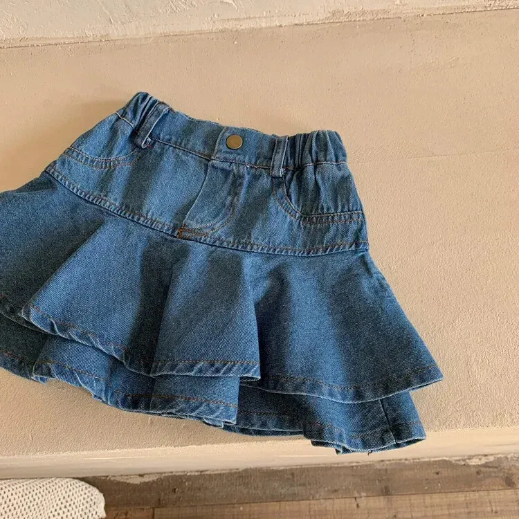 Toddler Denim Skirts For Girls 6Y High Waist A Line Pettiskirts