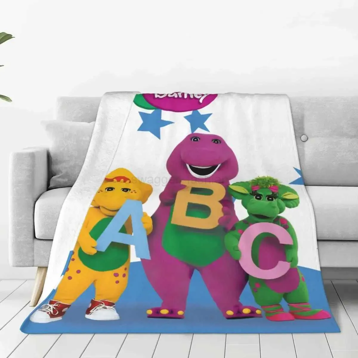 ECLUT Barney Dinosaur Fleece Blanket - Lightweight & Cozy 50x40 Inch Throw For Couch Or Bed
