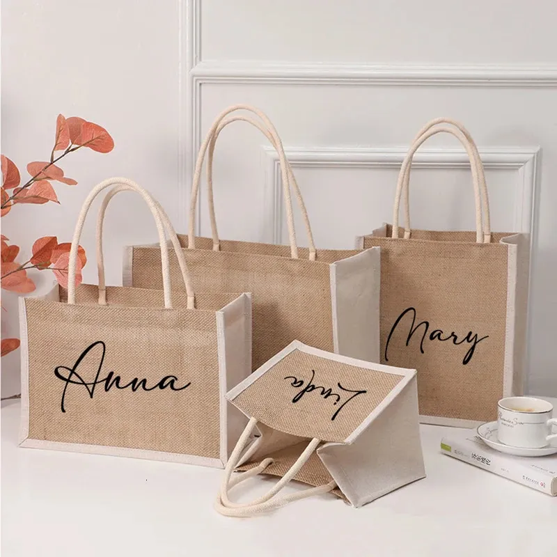 Custom Name Jute Handbag With Name Wedding Bachelorette Party ...