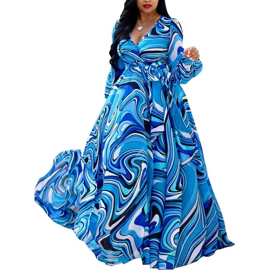 Boho Printed Chiffon Maxi Dresses For Women V Neck,... From Luote, $22.16  In Bulk | DHgate.Com