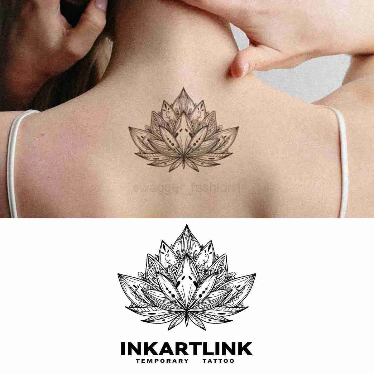 Lotus Flower Temporary Semi Permanent Tattoo Sticker 1 2 Weeks Of  Waterproof Friction Proof StyleB240713 De $10,13 | DHgate, image size:1200x1200