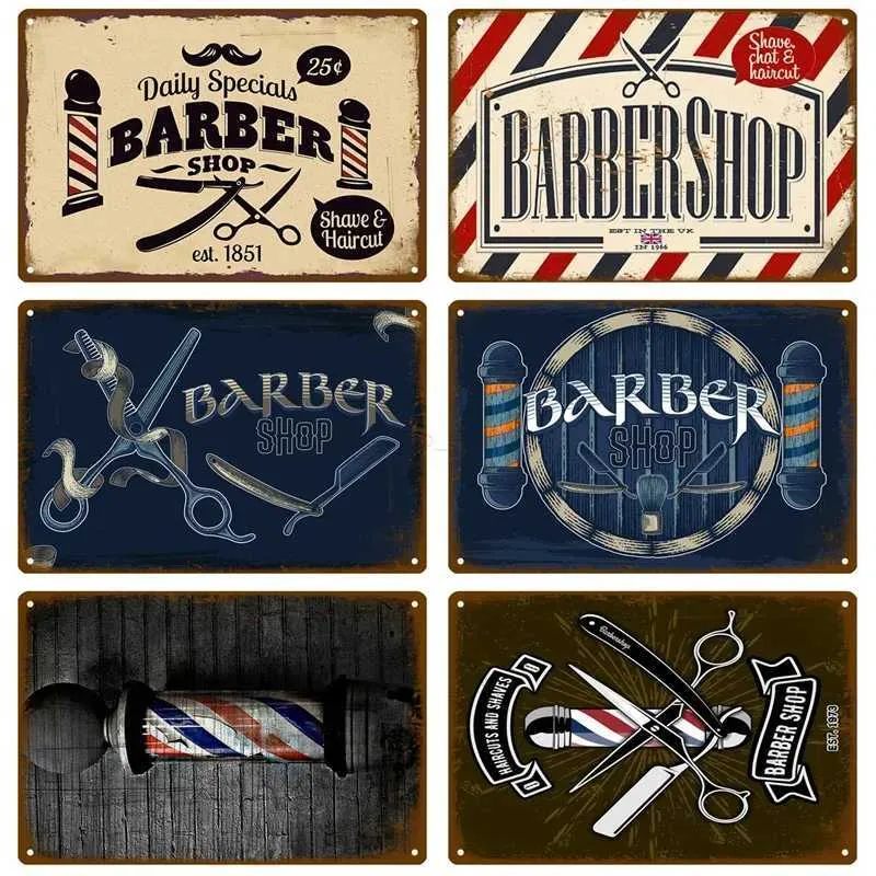 Targa Metallica Inga Barber Shop 20x30 Cm: Poster 'Slicker Than Your Average Barber' Per Decorazione Da Barbiere
