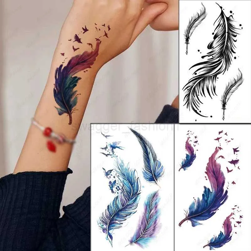Waterproof Feather Bird Pattern tattoo sticker tattoo