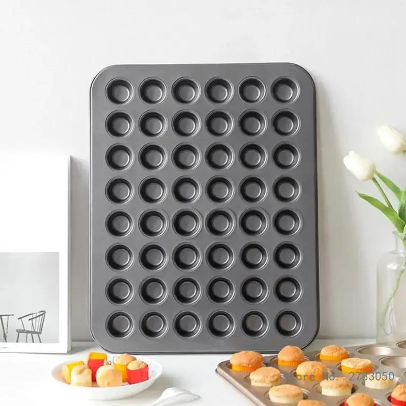 Non Stick Mini Muffin Tray Set 48 Carat Capacity For Cupcake And Baking Carbon Steel Black Bread Mold Included 240704 From Jia10 15.82 DHgate.Com