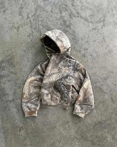 Mens Camo Hoodie: Oversized Y2K Hip Hop Sweatshirt, Retro