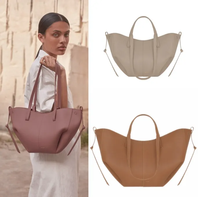 バッグ POLENE Cyme Mini camel Cyme Mini Camel Crossbody Bag: Textured Half Moon Shoulder