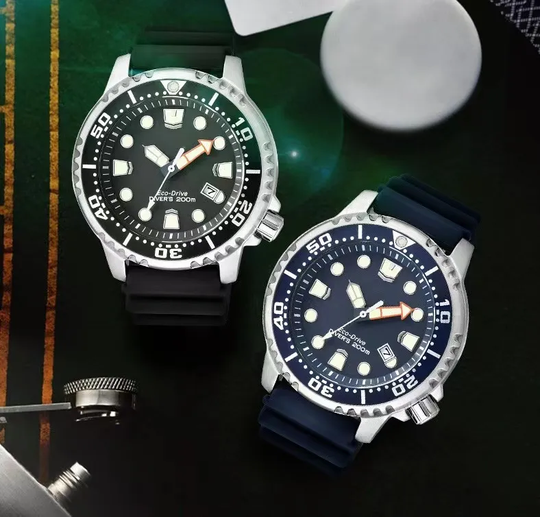 CTZ BN0150 Serie Eco Drive Watch Sports Sports Butwatch Silicone Luminoso impermeable a impermeabilizado Movimiento de diseno automatico de disenador