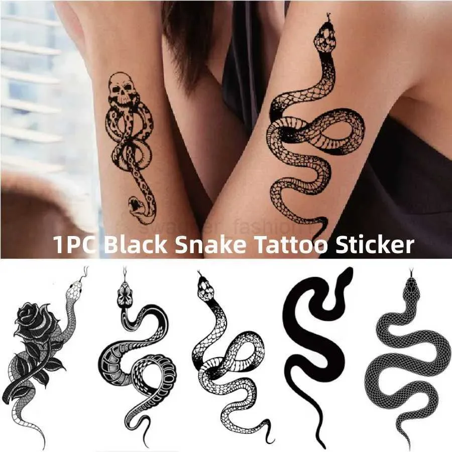 Adesivi Tatuaggi Finti Serpente Design Del Braccio Con Teschio Di Mamba  Nero Tatuaggi Temporanei Monouso Impermeabili Con Fiori Di Marea Scura Da  1,45 € | DHgate, image size:900x900