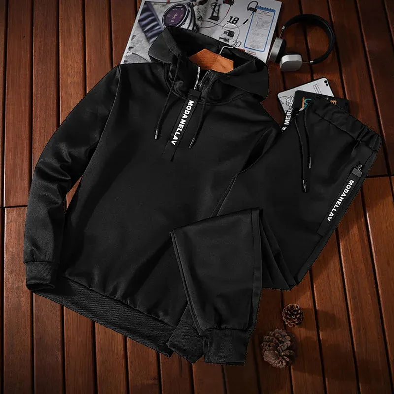 Conjunto de treino masculino com moletom e calças de jogging_voghion.com