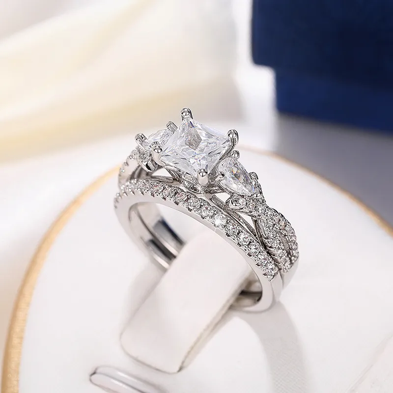 Bague Zirconium Cubique 3,15 Ct En Argent Sterling 925 - Taille 6 - Style Libre