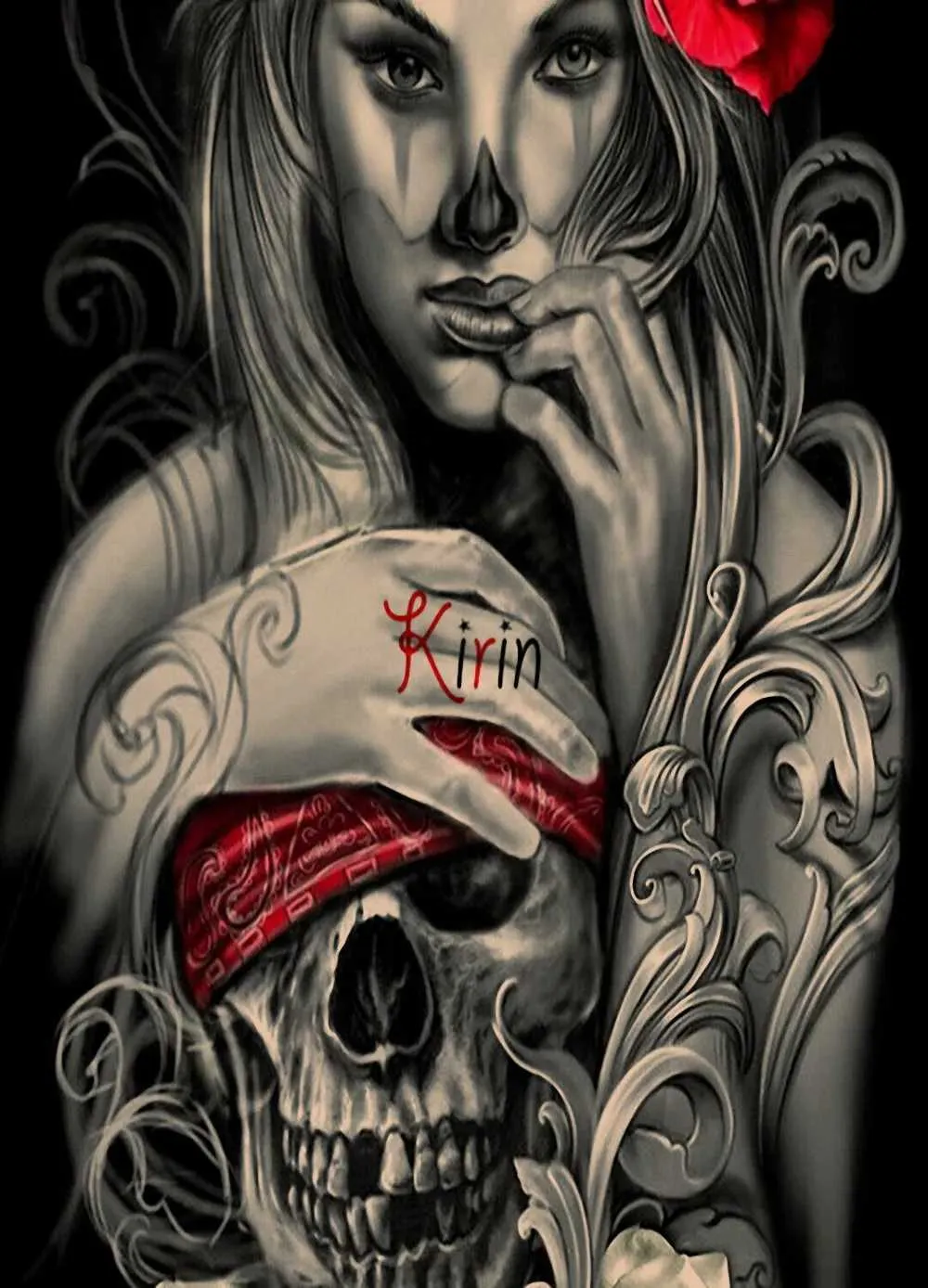 Skull Tattoo Poster Art Death Metal Skeleton Vintage Kraft Paper