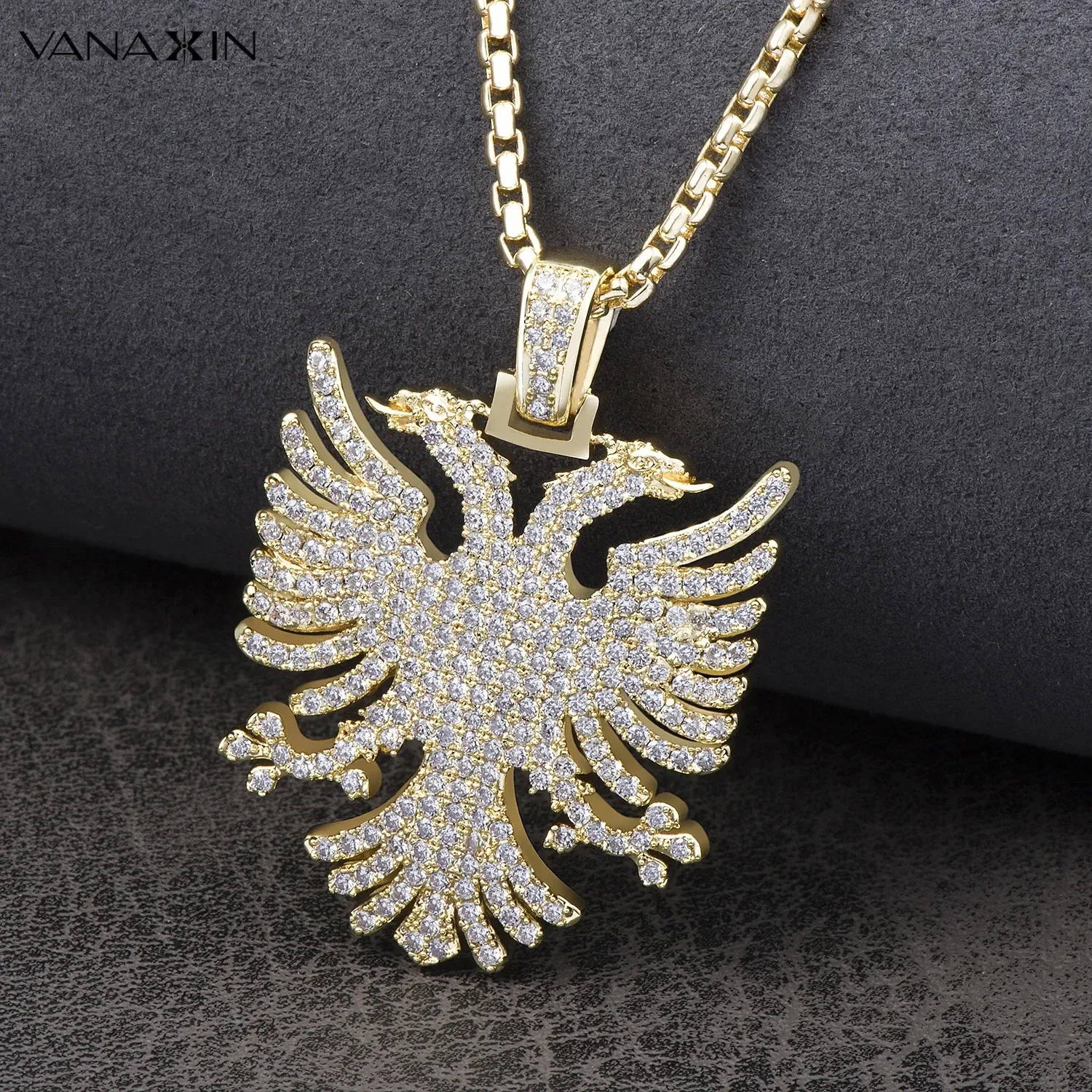 Save Big on Bulk Albanian Necklace VANAXIN Iced Out Pendant Albanian Eagle  Hip Hop Necklace CZ Zircon Folk Ethnic Style Jewelry Gift240703 Best