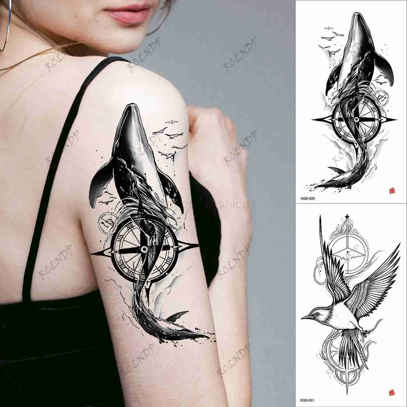 Tatouages Temporaires Imperméables Noirs - Autocollants Faux Tattoo Homme Femme