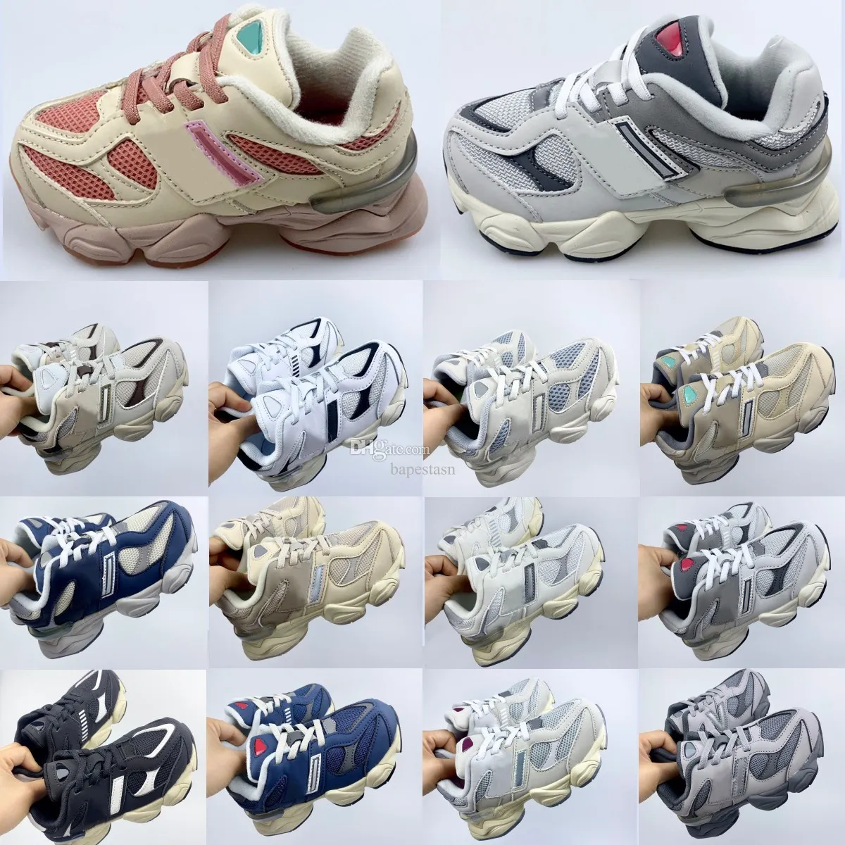 Chaussures de course pour enfants B Alenciaga 9060, baskets pour tout-petits, 9060s, pour garçons et filles, Joe Freshgoods, noir, blanc, bleu brume_voghion.com