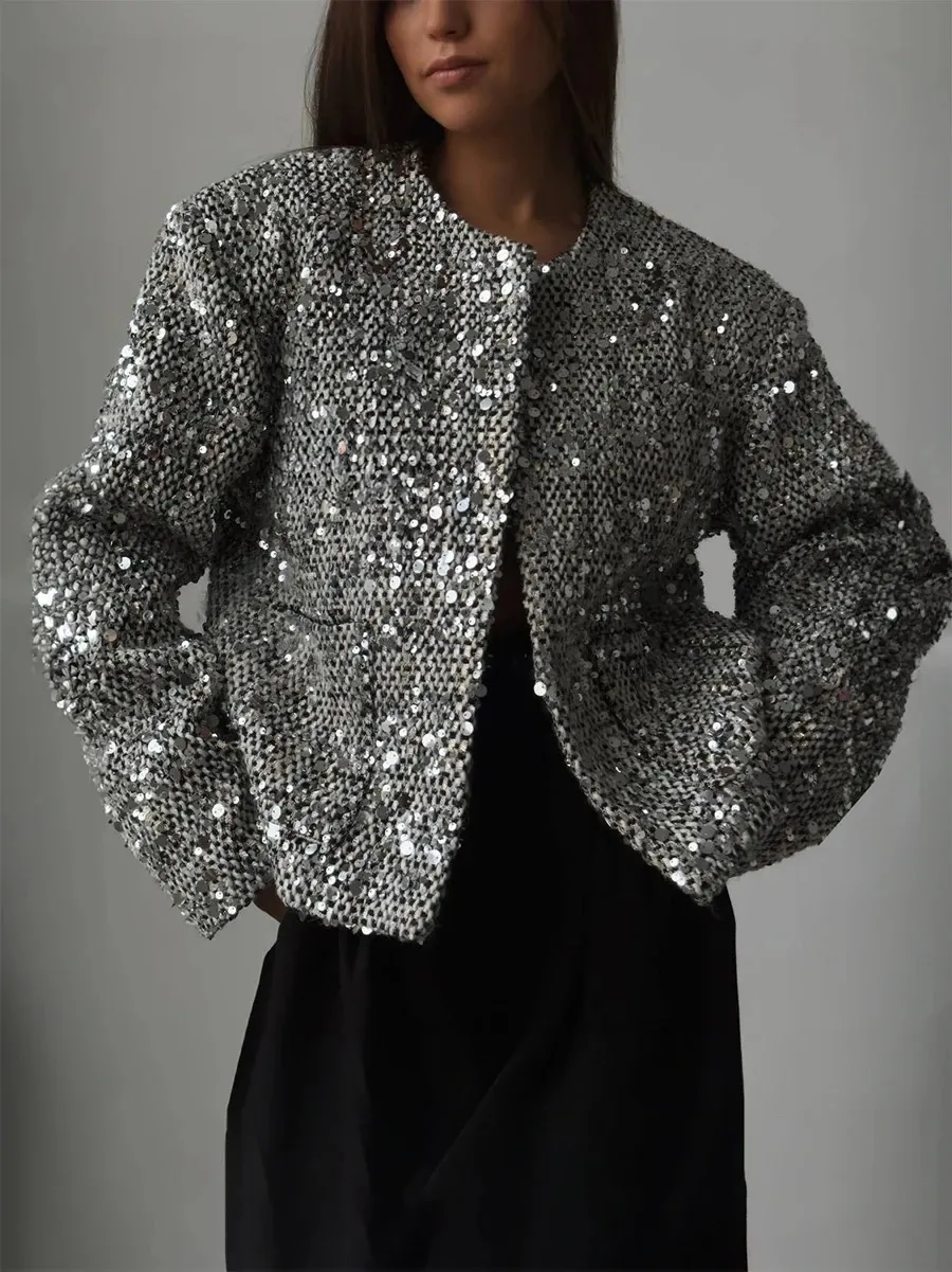 chinese dress ladies Anya Jacket in Silver – Shibumi main image 1