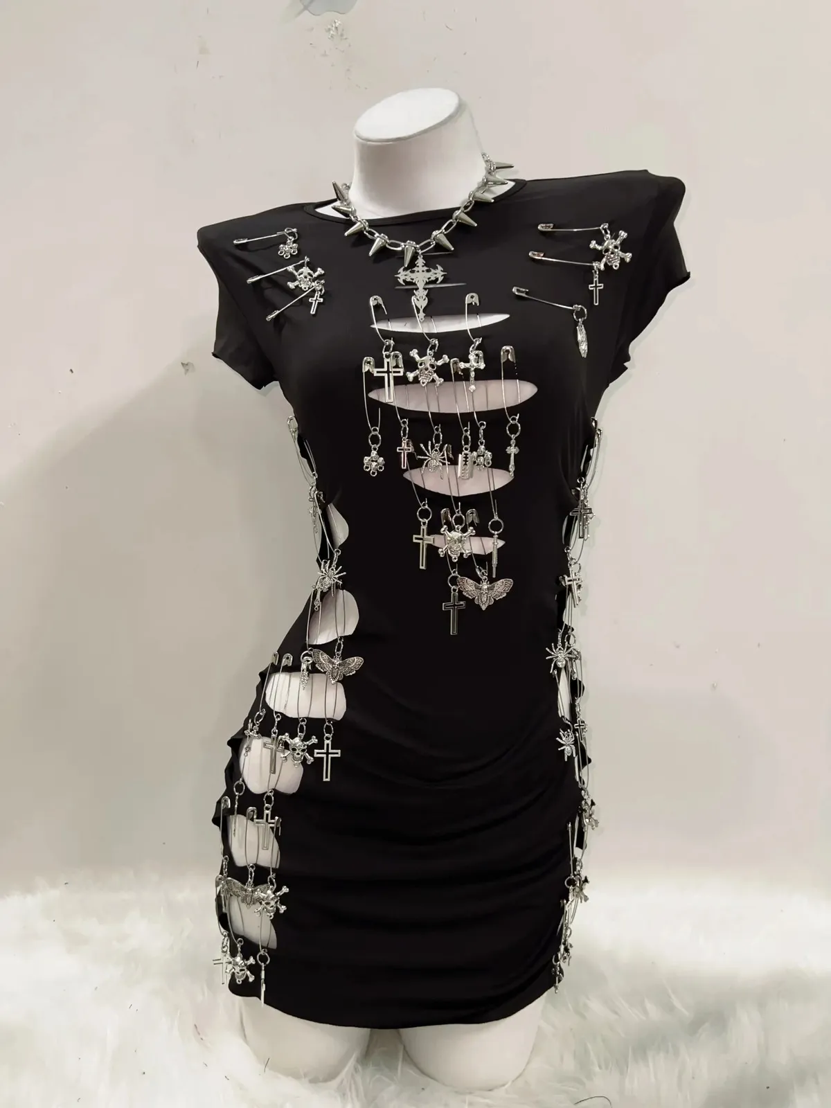 y2k dress fashion Y2K Bubble Mini Dress Black / X-LARGE