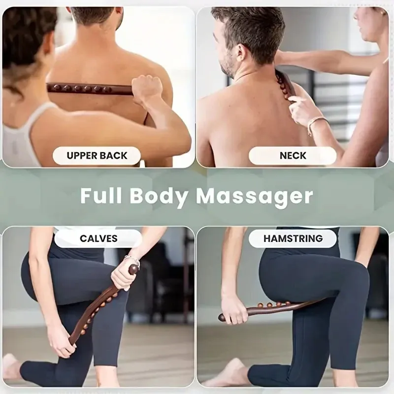 Carbonized Wood Guasha Massage Stick - 8-Bead Back & Body Meridian ...