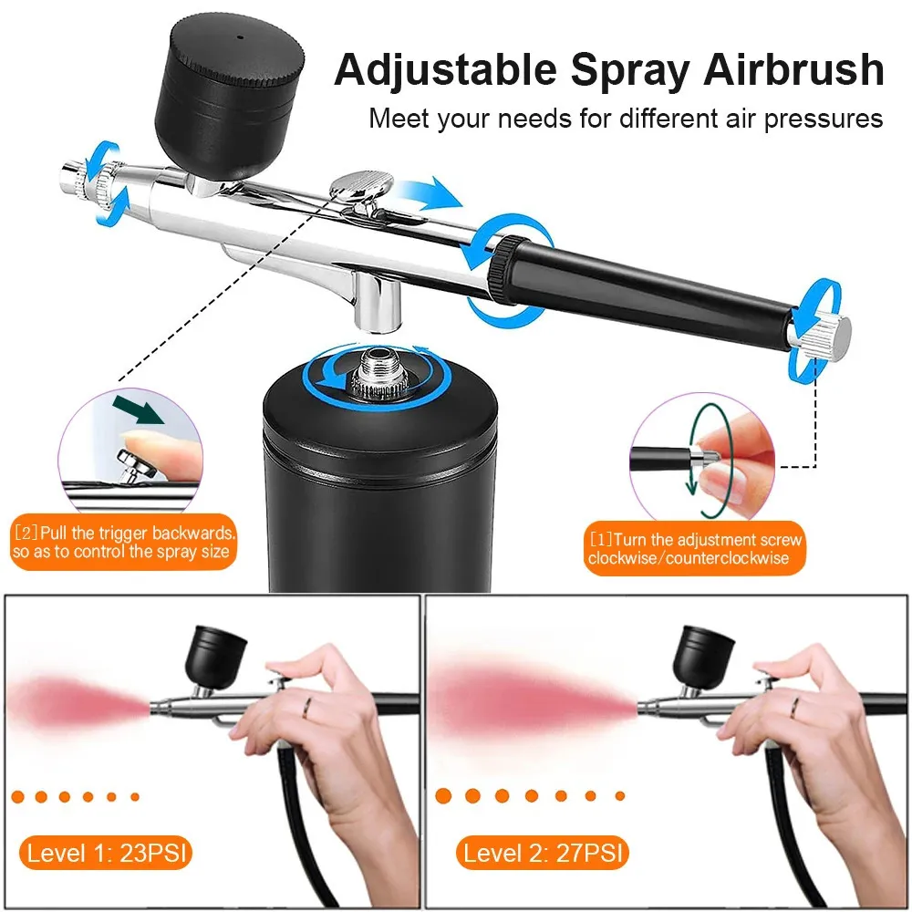 Kit Aérographe Double Action Badger - 3 Buses (0.2/0.3/0.5mm) - Pour Gâteaux, Ongles, Modélisme Et Custom Auto