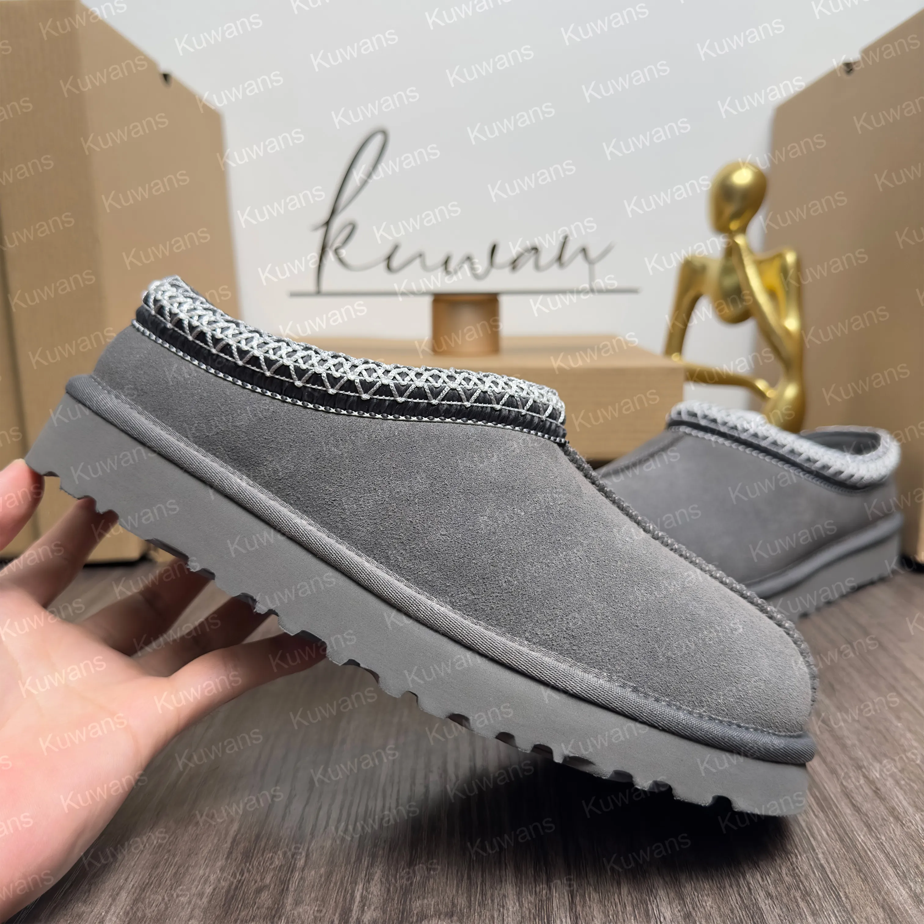 UGG Tasman Men’s Fur Jersey Grey Cozzy Slippers Size 13 NWT UGG Men main image 3