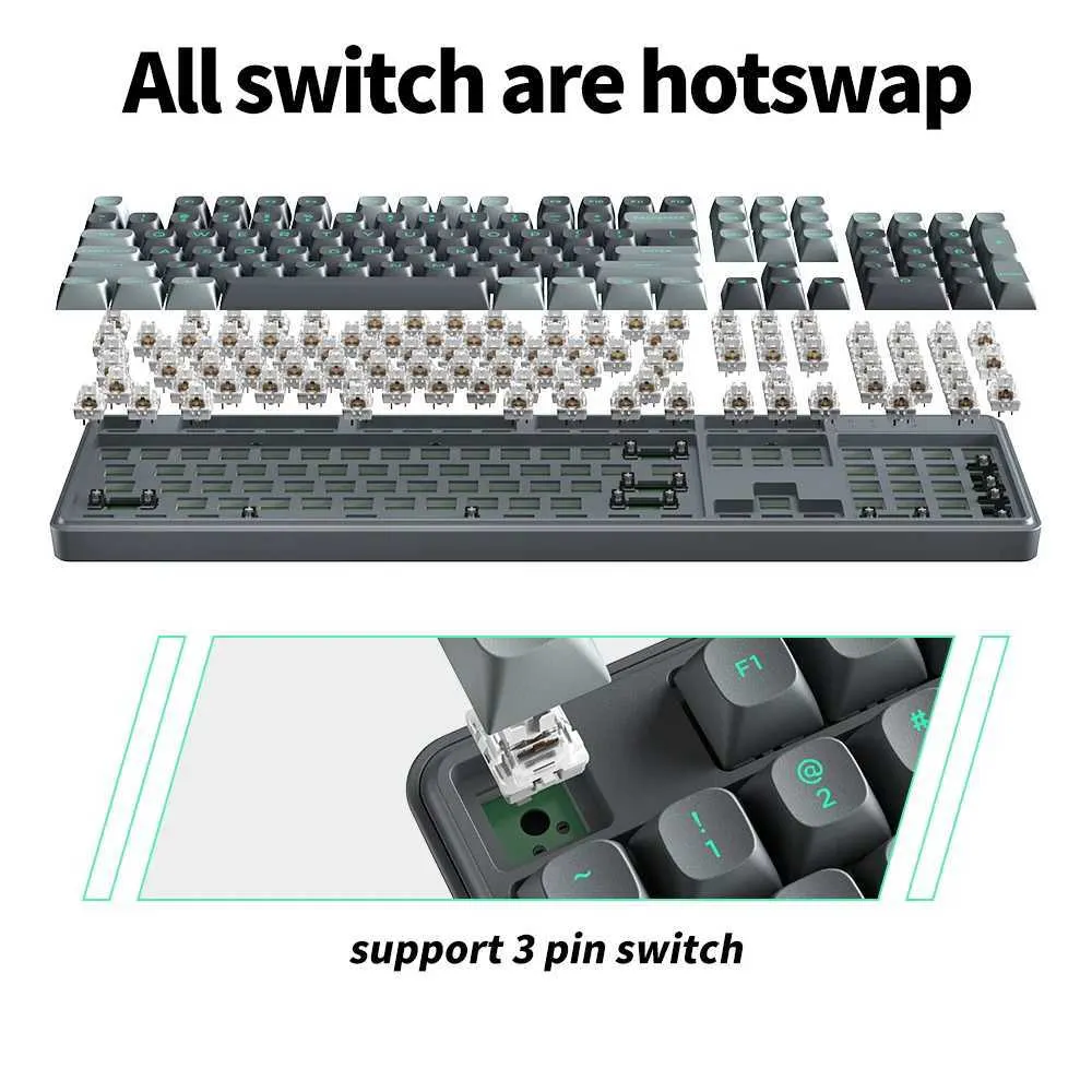 Compact 10 Keyless Mechanical Keyboard Hot Swap Keyboard With Gasket ...