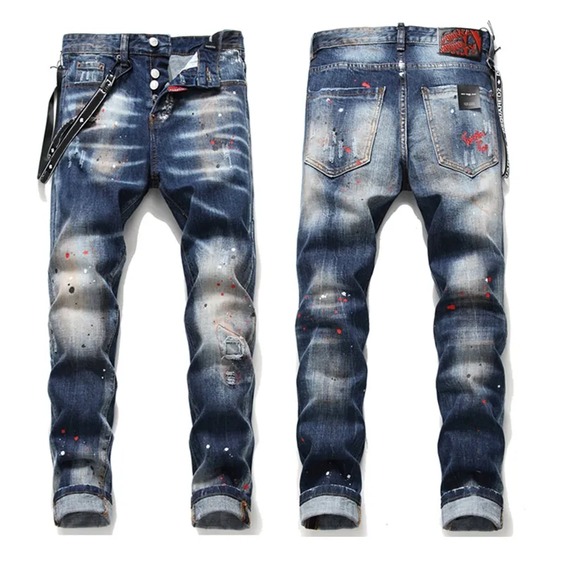 Rétro Jeans Homme Regular Droite Taille Elastique Casual Jean Fashion