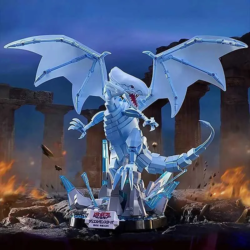 Blue Eyes White Dragon Inspired Building Blocks Model - Classic