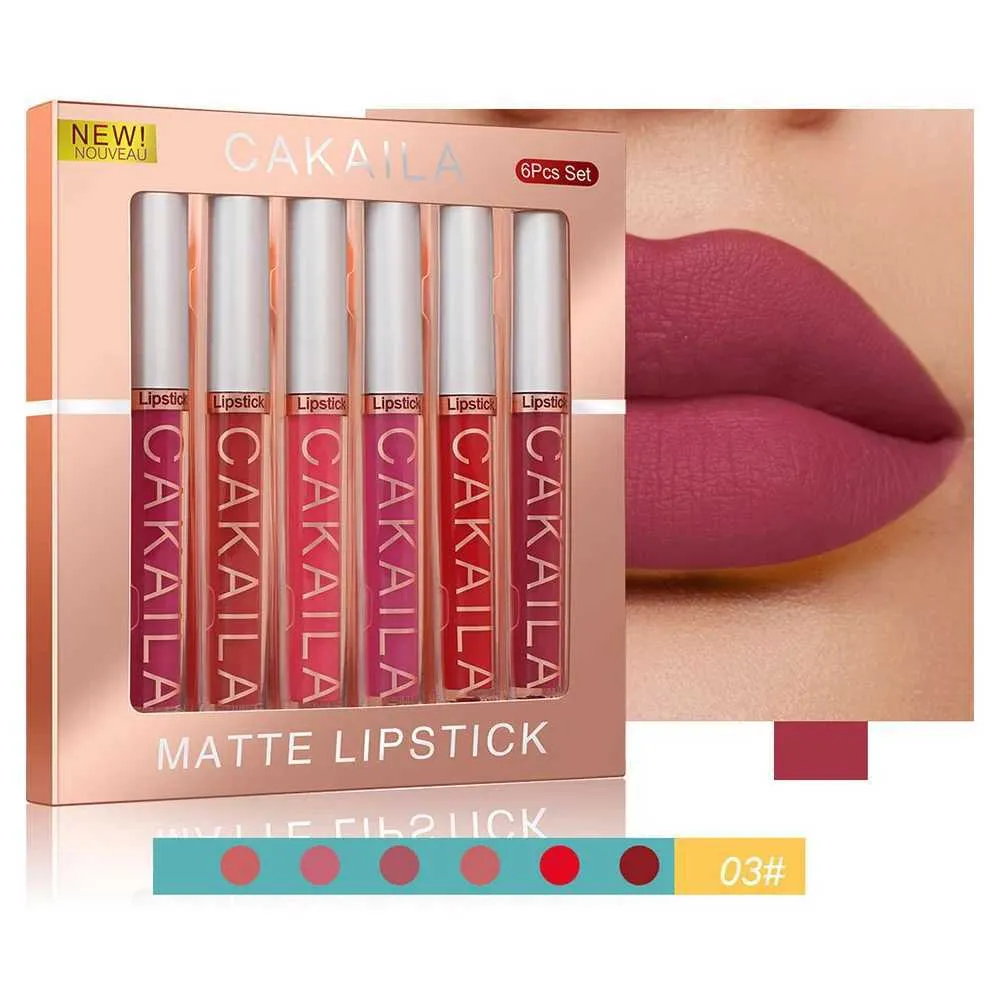 6-Pack Velvet Matte lipstick gloss Set with Long-Lasting Non
