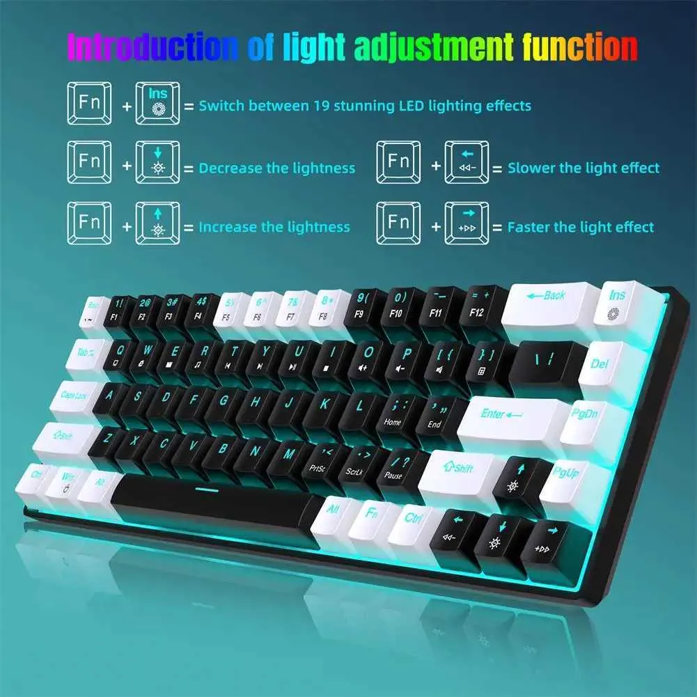 Mini Gaming Keyboard: Compact 68 Key LED Backlit Wired Mechanical ...