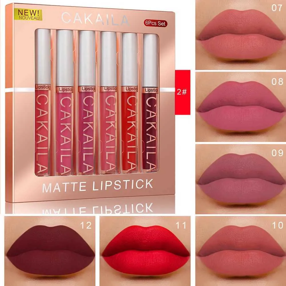 6-Pack Velvet Matte lipstick gloss Set with Long-Lasting Non